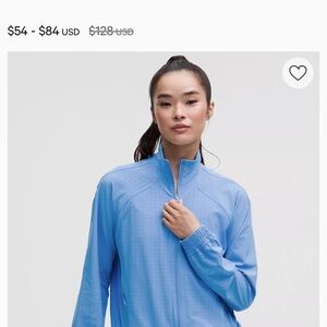 lululemon athletica Adapted State Perforated Track Jacket color is Pool Party